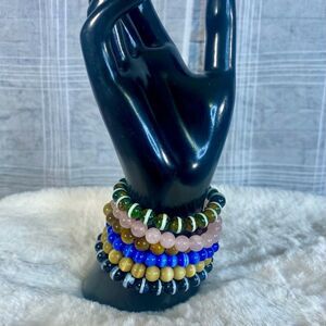 Multicolor Beaded Stretch Bracelet Set one Size Fits Most